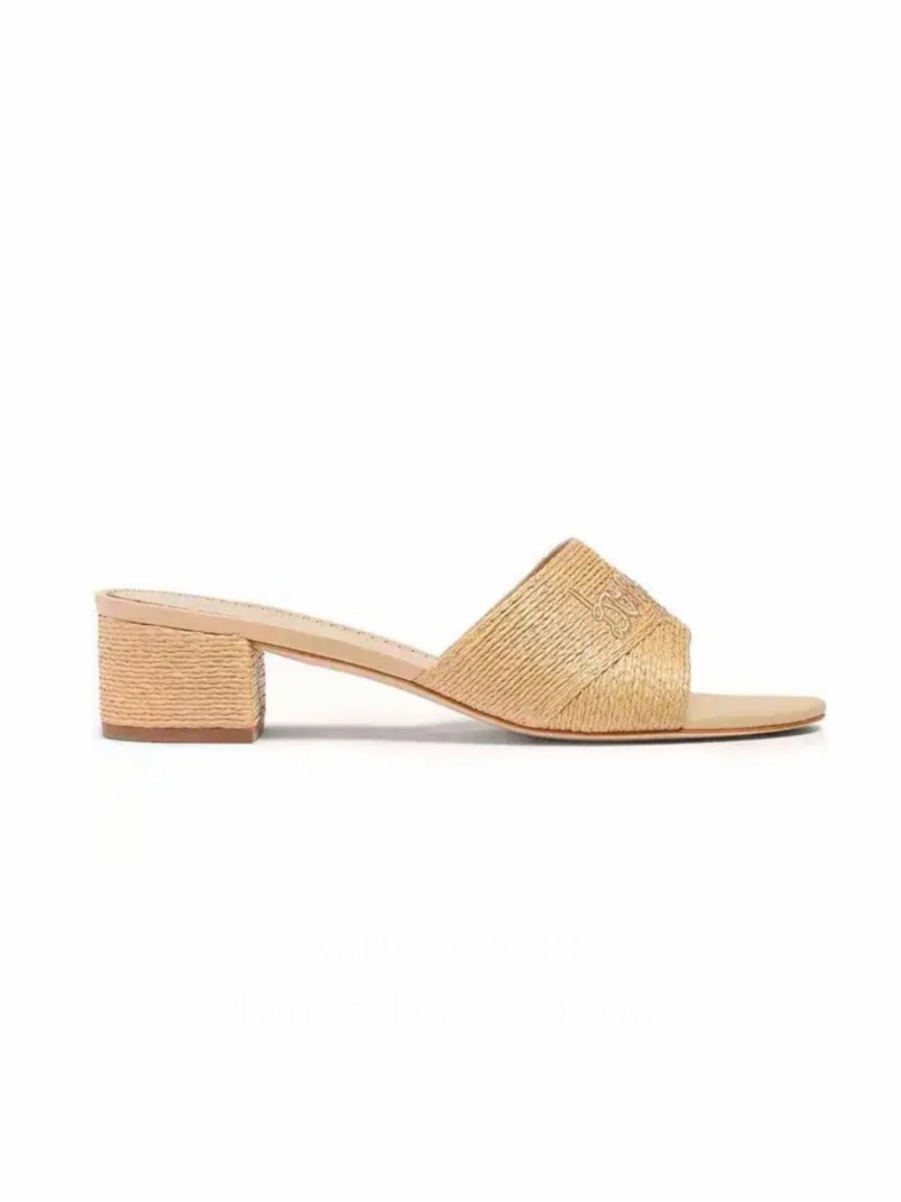 cinq a sept 45mm Dani Sandals Tan Raffia Slide Sz 36.5 $345 - Picture 3 of 10